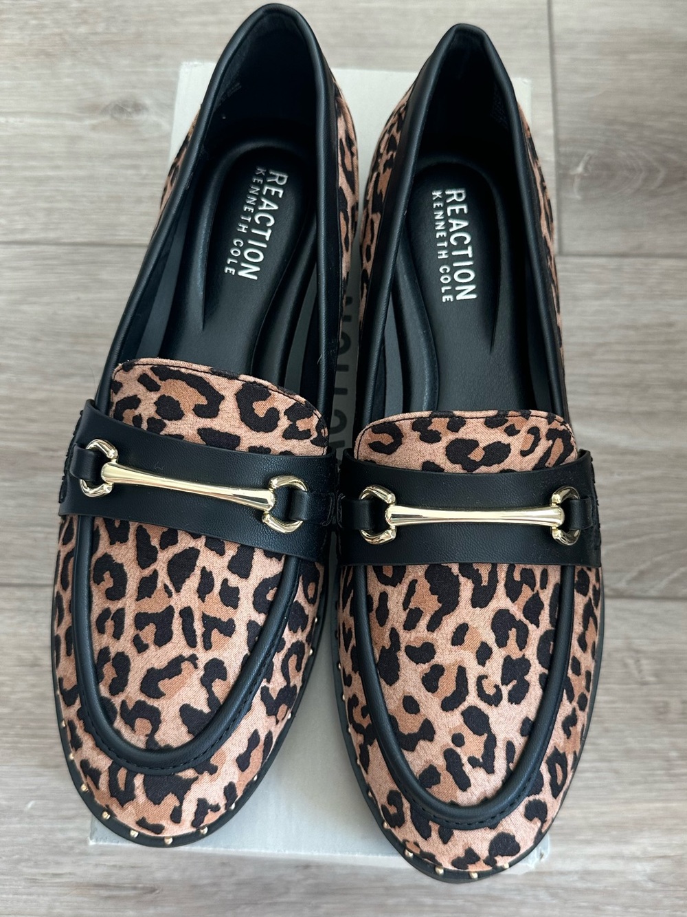 Kenneth Cole Reaction Leopard-Print Loafers with Black Trim
